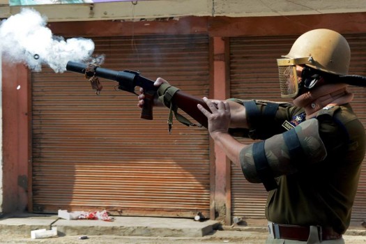 Image result for teargas shelling in kashmir